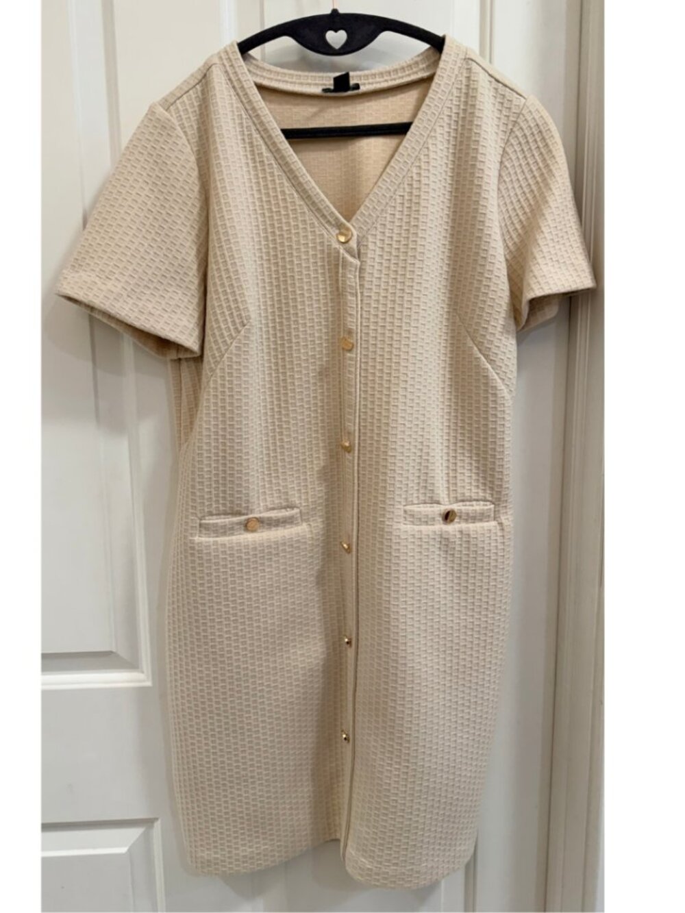 Ann Taylor Factory Beige Textured Button Front Dress M